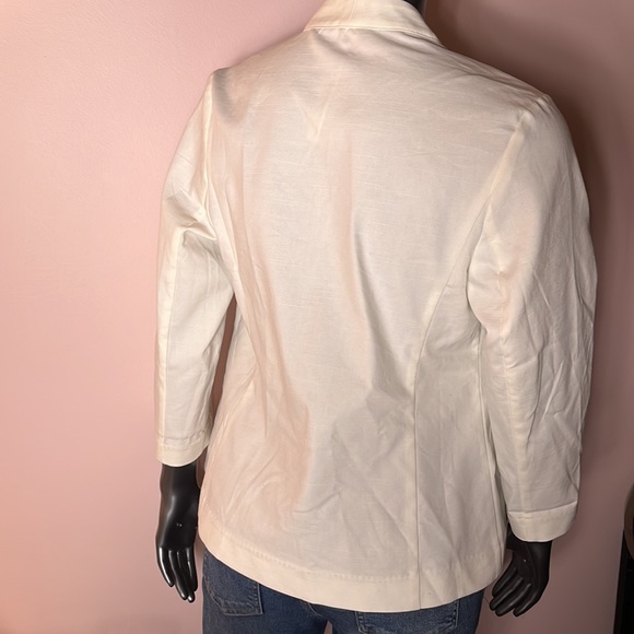 NWT Maurices White Cotton Open Front 3/4 Sleeve Blazer Sz Large - Picture 3 of 5